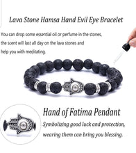 Load image into Gallery viewer, Evil eye lava stone black / silver