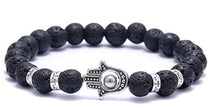 Load image into Gallery viewer, Evil eye lava stone black / silver