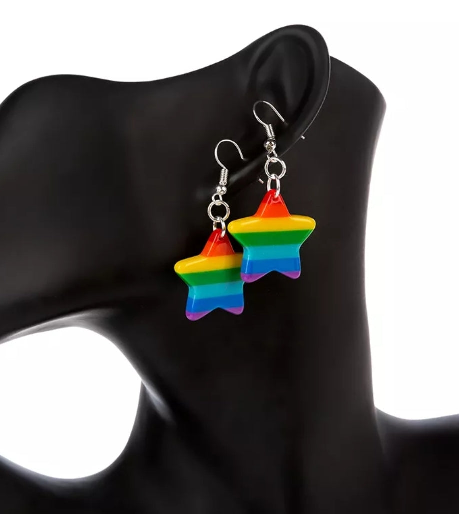 Rainbow star earrings