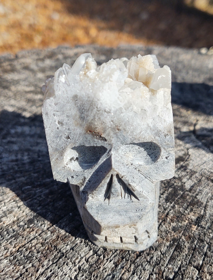 Quartz cluster skull