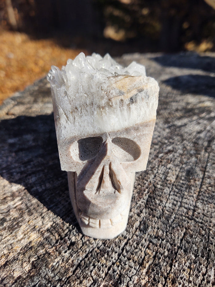 Quartz cluster skull