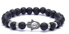 Load image into Gallery viewer, Evil eye lava stone black / silver
