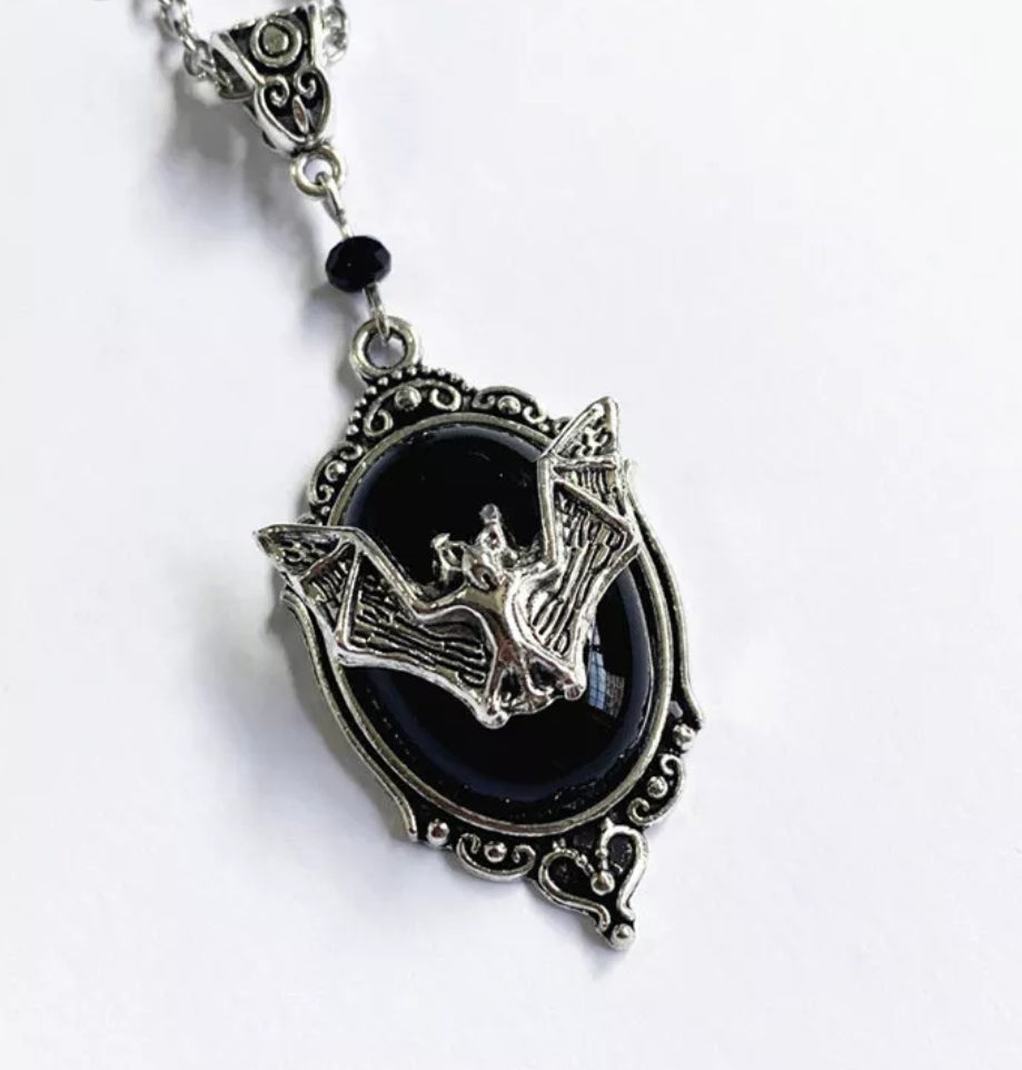 Gothic bat pendant necklace