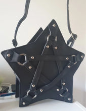 Load image into Gallery viewer, Pentagram purse - black/silver
