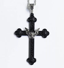 Load image into Gallery viewer, Cross with bat necklace
