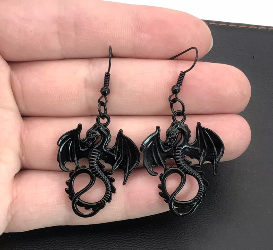 Black dragon earings