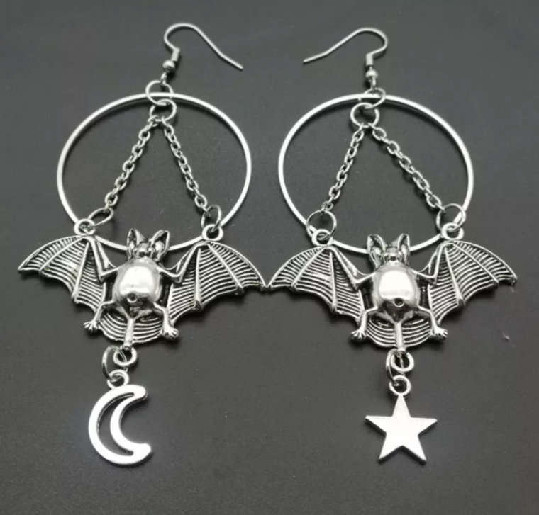 Bat moon earings
