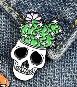 Skull cactus pin